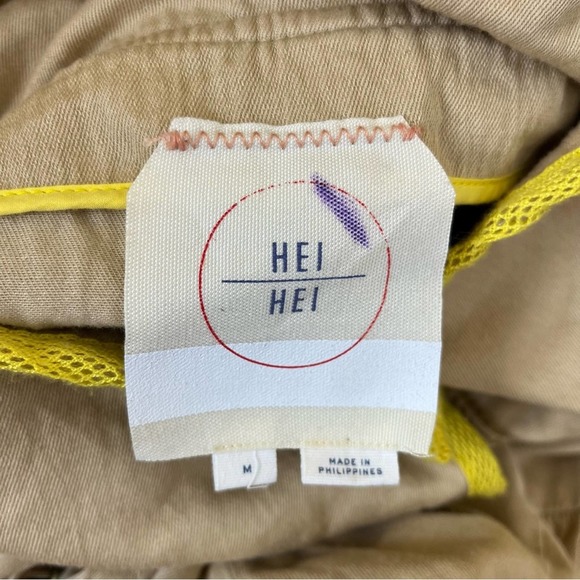 Anthropologie Hei Hei Tan Yellow Trim Swing Jacket - Picture 6 of 7